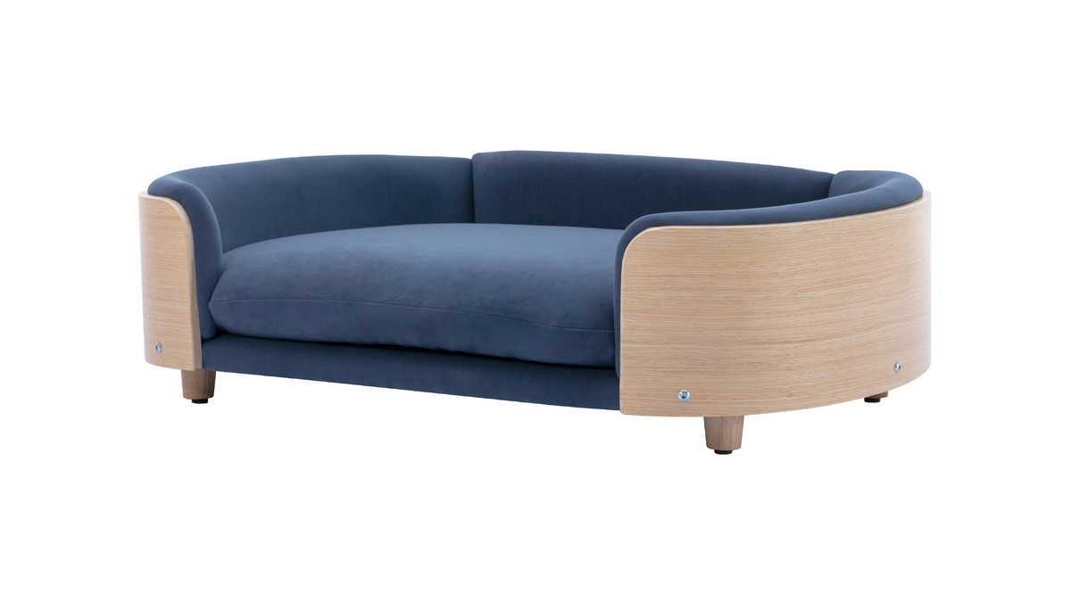 Oslo 38.58" Elevated Bentwood Pet Sofa, Blue Velvet