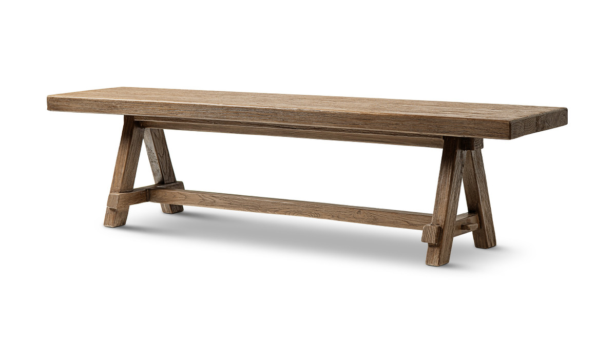 Hawthorne 72” Reclaimed Elm Trestle Dining Bench, Heritage Medium