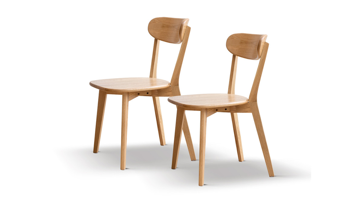 Remi Natural FAS Grade Oak Wooden Dining Chair, Set of 2, Oak Finish
