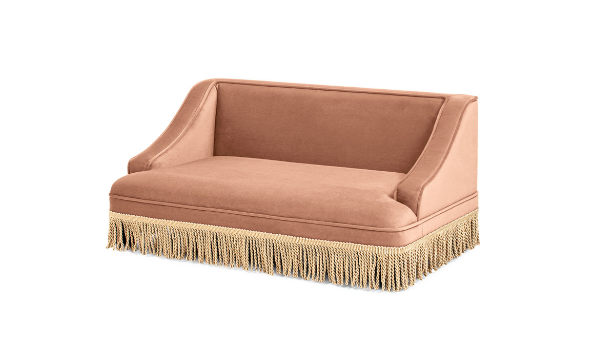 Duchess 33" Medium Princess Pet Bed Sofa with Fringe Skirt, Peach Orange