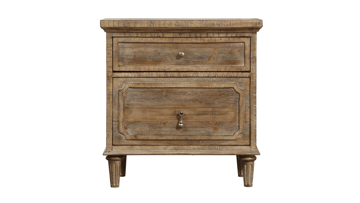 Bridger 27" Rustic Wood Two-Drawer Nightstand with Felt-Lined Top Drawer