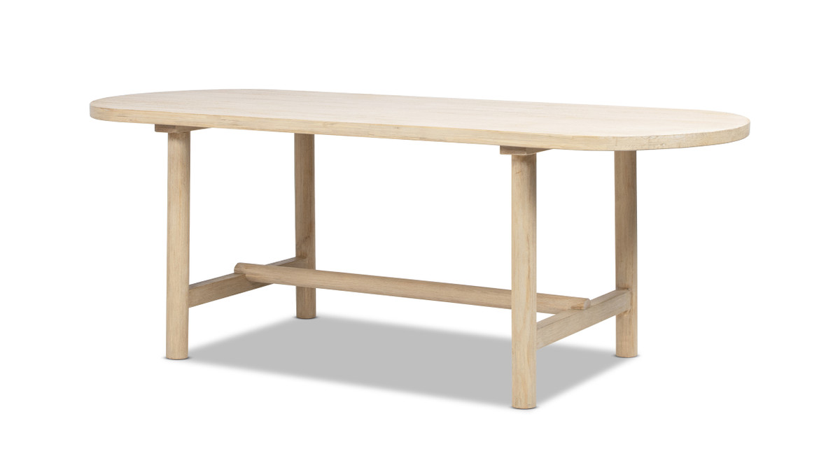 Milo 85" 8-Seat Oval Reclaimed Pine Wood Dining Table, Light Natural Cerused