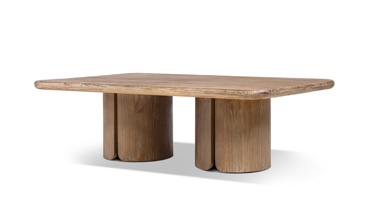 Sonoma 50" Reclaimed Pine Wood Pedestal Coffee Table, Rustic Greige Brown