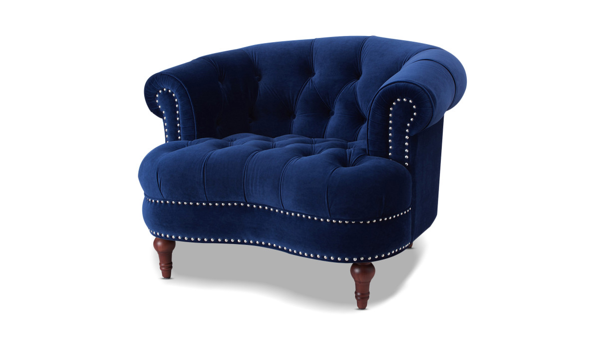 La Rosa Victorian Tufted Upholstered Accent Chair, Navy Blue