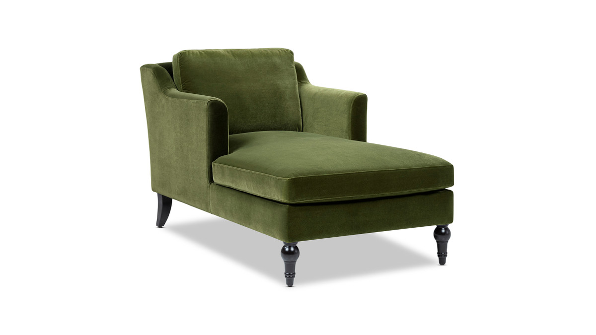 Josephine 60" Upholstered Chaise Lounge, Olive Green