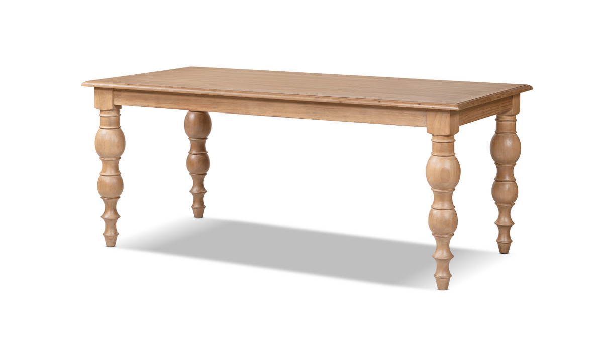 Rosalie 72" Reclaimed Pine Turned-Leg Dining Table, Natural Brown