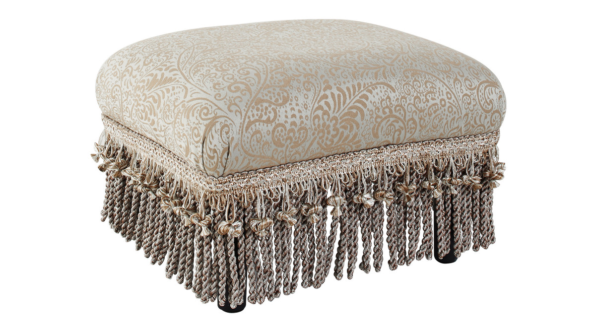 Jennifer Taylor スツール フリンジ タッセル Fiona Traditional Decorative Footstool, Paisley Teal Tan