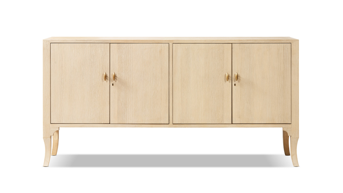 Elodie 72" Reclaimed Pine 4-Door Sideboard, Brushed White
