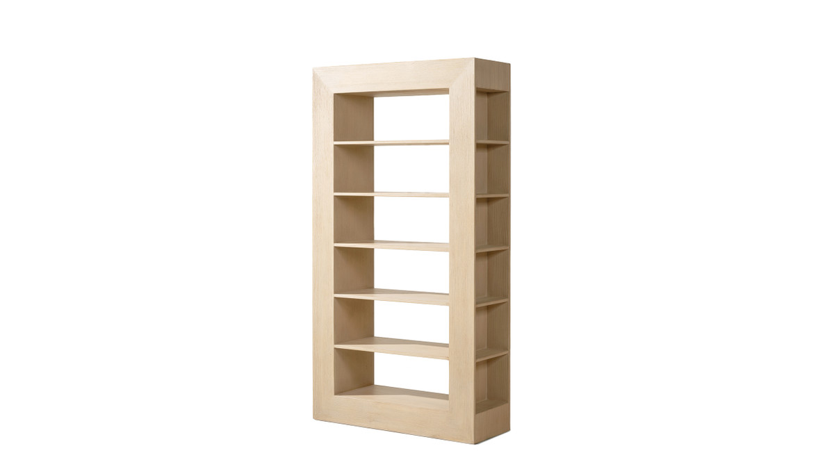 Ellis 82" Tall Reclaimed Pine Open Frame Display Bookcase, Brushed White