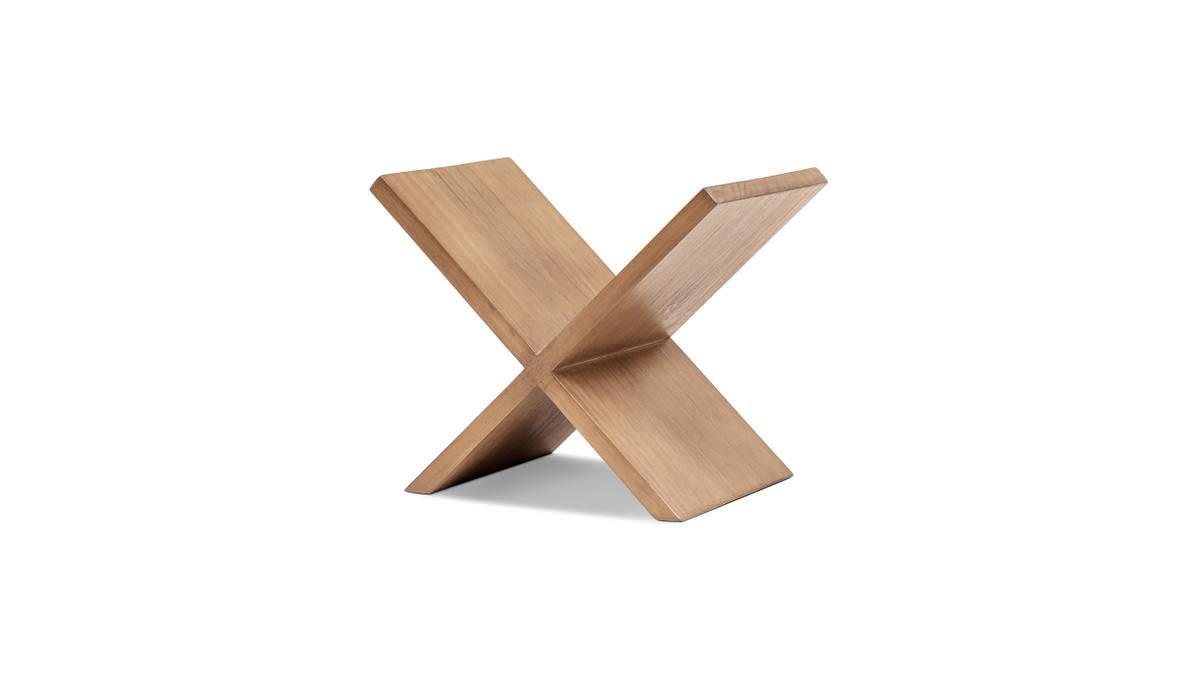 Otto 11" Sculptural Reclaimed Pine X-Frame Book Stand, Medium Brown