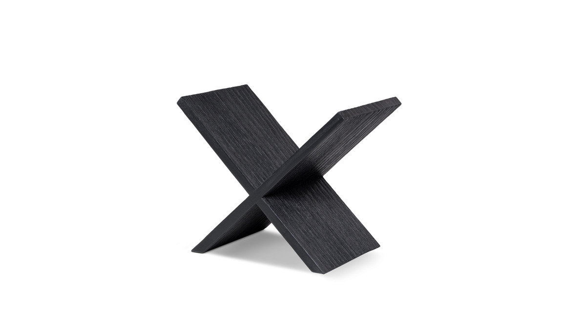 Otto 11" Sculptural Reclaimed Pine X-Frame Book Stand, Matte Black