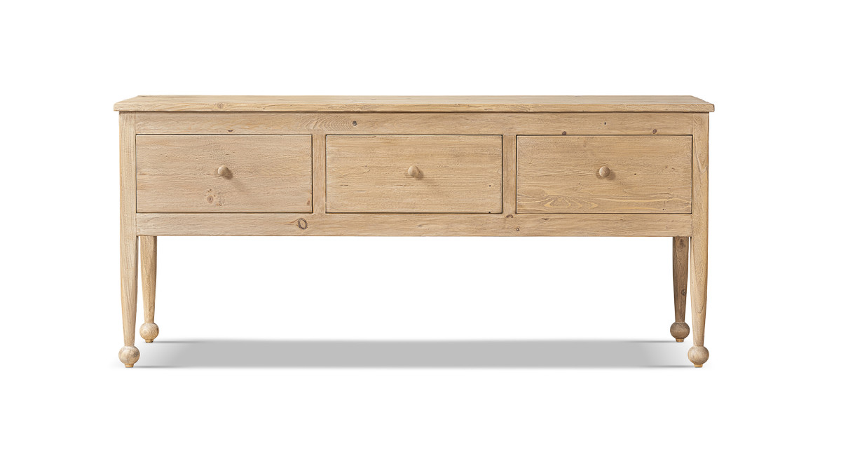 Balqis 72" Reclaimed Pine 3-Drawer Console Table, Heritage Light Natural Brown
