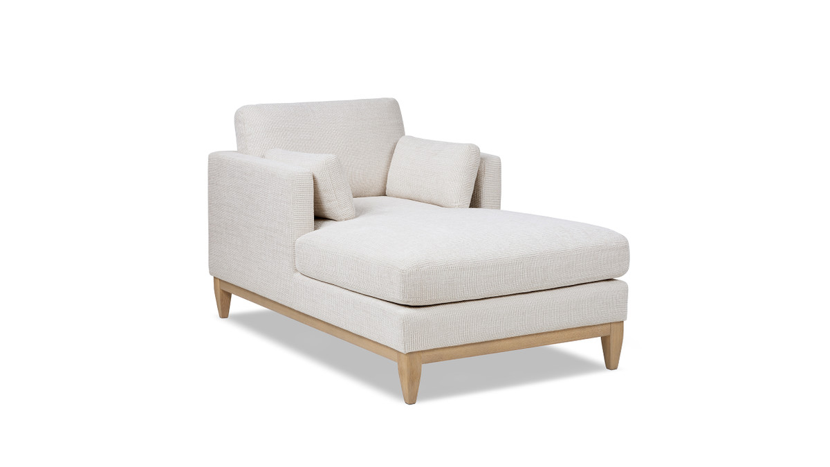 Knox 65" Modern Farmhouse Chaise Lounge Chair, Stone Light Beige Chenille