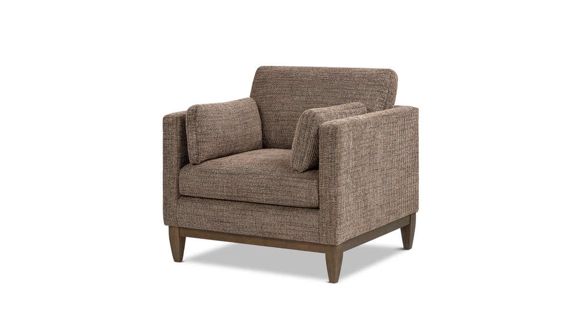 Knox 36" Modern Farmhouse Arm Chair, Taupe Brown Chenille