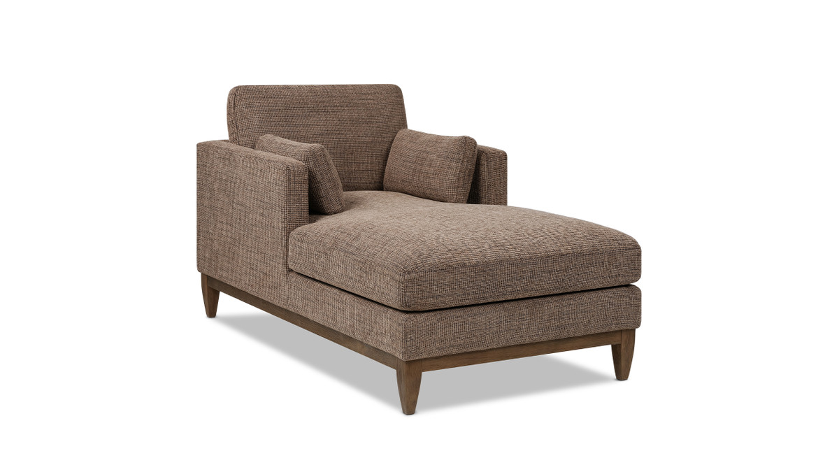 Knox 65" Modern Farmhouse Chaise Lounge Chair, Taupe Brown Chenille