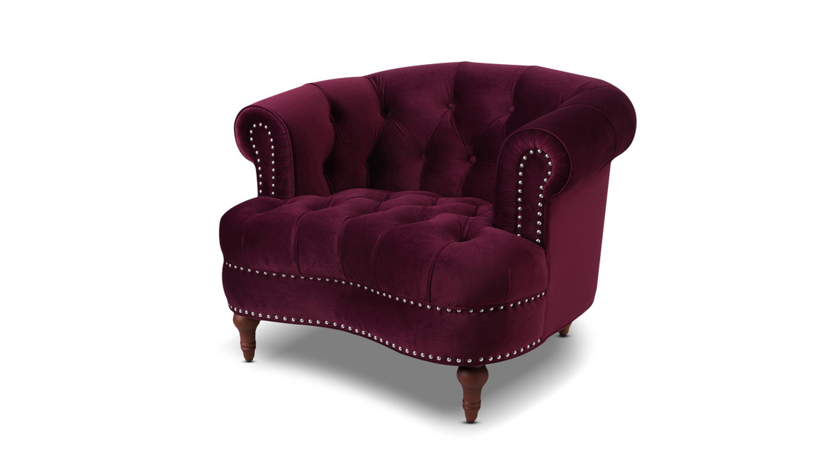 La Rosa Tufted Accent Chair, Burgundy - Jennifer Taylor Home
