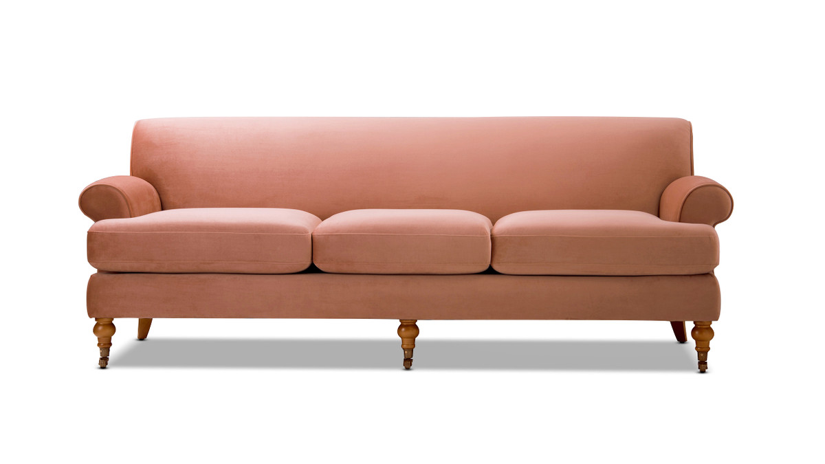 Alana Lawson Recessed Arm Sofa, Peach Orange 1