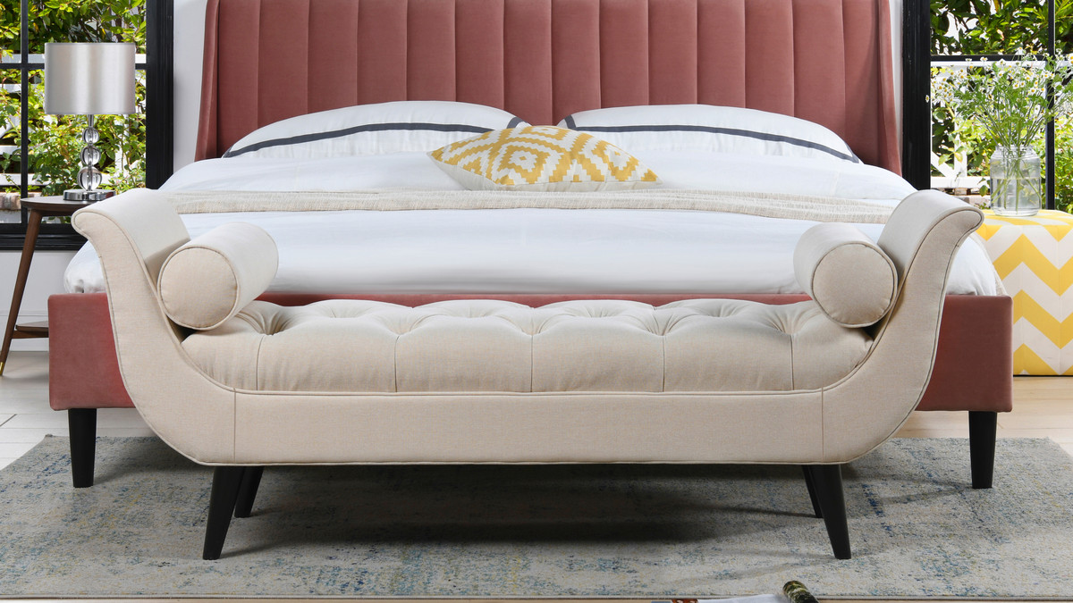 Alma Tufted Entryway Bench, Sky Neutral Jennifer Taylor Home