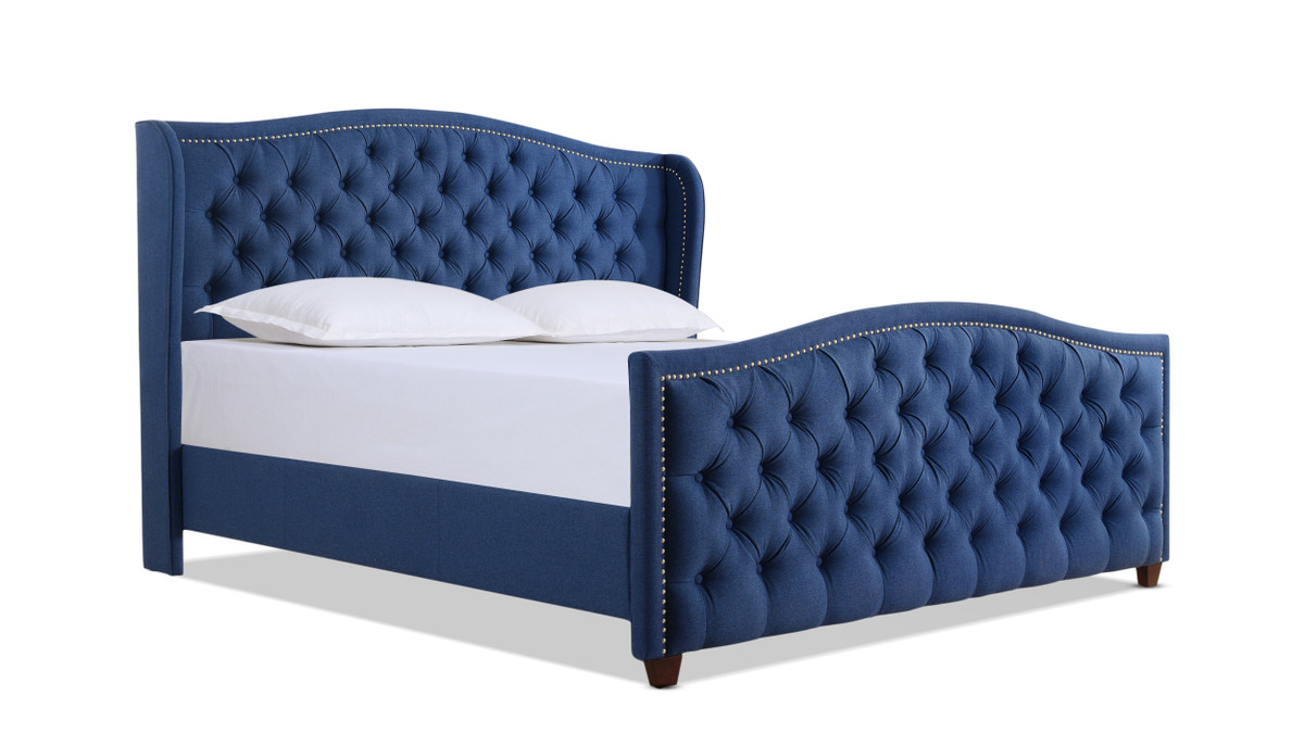 Marcella Upholstered Bed, King, Dark Sapphire Blue 1