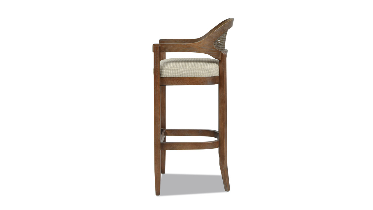 Americana Mid-Century Modern 30.5' Cane Back Bar Stool, Taupe Beige