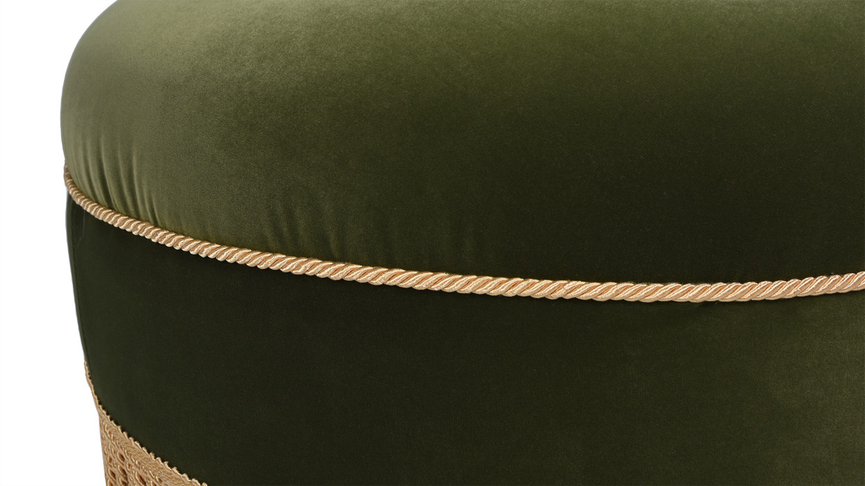 Yolanda 24" Round Upholstered Accent Ottoman, Olive Green - Jennifer ...