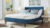 Aspen Upholstered Platform Bed, Queen, Satin Teal 2
