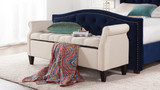 Jacqueline Flip Top Tufted Roll Arm Storage Bench, Sky Neutral 2