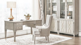 Dauphin Gold Accent 5-Drawer Wood Executive Desk, Grey Cashmere Wood 2