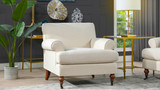 Alana 38" Lawson Accent Arm Chair Metal Casters, Light Beige 2