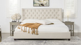 Manhattan Shelter King Platform Bed Frame, Light Beige 2
