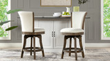 Henry 26” Armless Swivel Counter Height Bar Stool, Natural White Linen 2