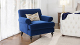 Alana 38" Lawson Accent Arm Chair Metal Casters, Navy Blue 3
