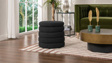Fuji 19" Oversized Round Storage Ottoman, Ebony Black Bouclé 2