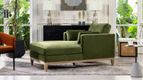 Knox 65" Modern Farmhouse Chaise Lounge Chair, Olive Green 2