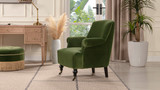 Eloise 30" Pleated Sock Arm Accent Armchair, Olive Green 2