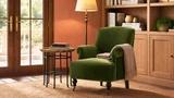 Eloise 30" Pleated Sock Arm Accent Armchair, Olive Green