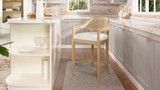 Americana Mid-Century Modern 26" Cane Back Counter Stool, Ivory White Bouclé 2