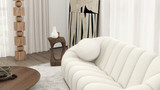 Luna 12" Round Sphere Accent Ball Throw Pillow, Ivory White Boucle 2