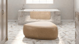 Pebble 44" Rounded Triangle Cocktail Ottoman, Tuscan Tan Brown 2
