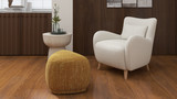 Pebble 26" Rounded Triangle Cocktail Ottoman, Mustard Yellow 2
