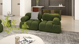 Marcel 72.5" Bubble Modular Modern 2-Piece Loveseat Sofa, Olive Green 2