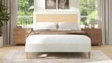 Haley Upholstered Cane-Back Platform Bed, Queen, Snow White 13