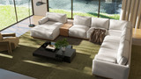 Destin 164" Modular Deep Seat LAF U-Shaped Sectional, Lunar Gray-White 3