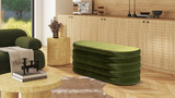 Fuji 49" Upholstered Oval Storage Bench, Olive Green 2