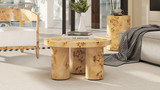 Nebula 28" Round Pillar Leg Coffee Table, Warm Natural Brown 2