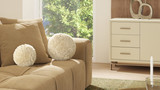 Teddy 11" & 9" Round Sphere Accent Ball Throw Pillow, Set of 2, Cream Beige 2