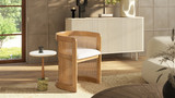 Lilith 20.5" Curved Rattan Upholstered Dining Chair, White Pepper 2