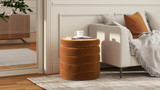 Fuji 19" Oversized Round Storage Ottoman, Burnt Orange 2