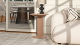 Mode 18" Leatherette Round C-Shaped Sofa Side Table, Saddle Brown 3