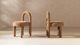 Penny Round Arched Fully Upholstered Dining Side Chair, Set of 2, Golden Rust Orange 2